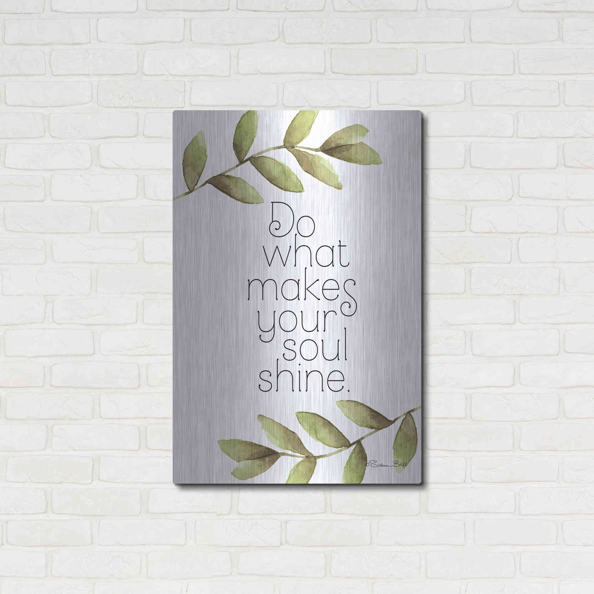 Luxe Metal Art 'Greenery Soul Shine' by Susan Ball, Metal Wall Art,24x36