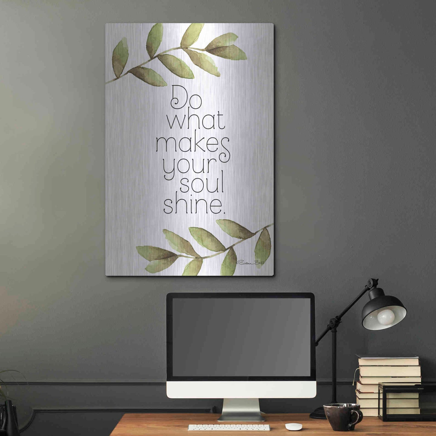 Luxe Metal Art 'Greenery Soul Shine' by Susan Ball, Metal Wall Art,24x36