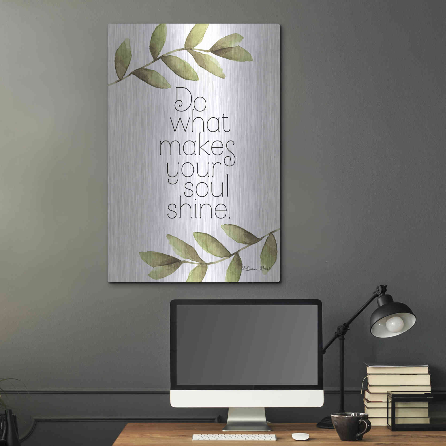 Luxe Metal Art 'Greenery Soul Shine' by Susan Ball, Metal Wall Art,24x36