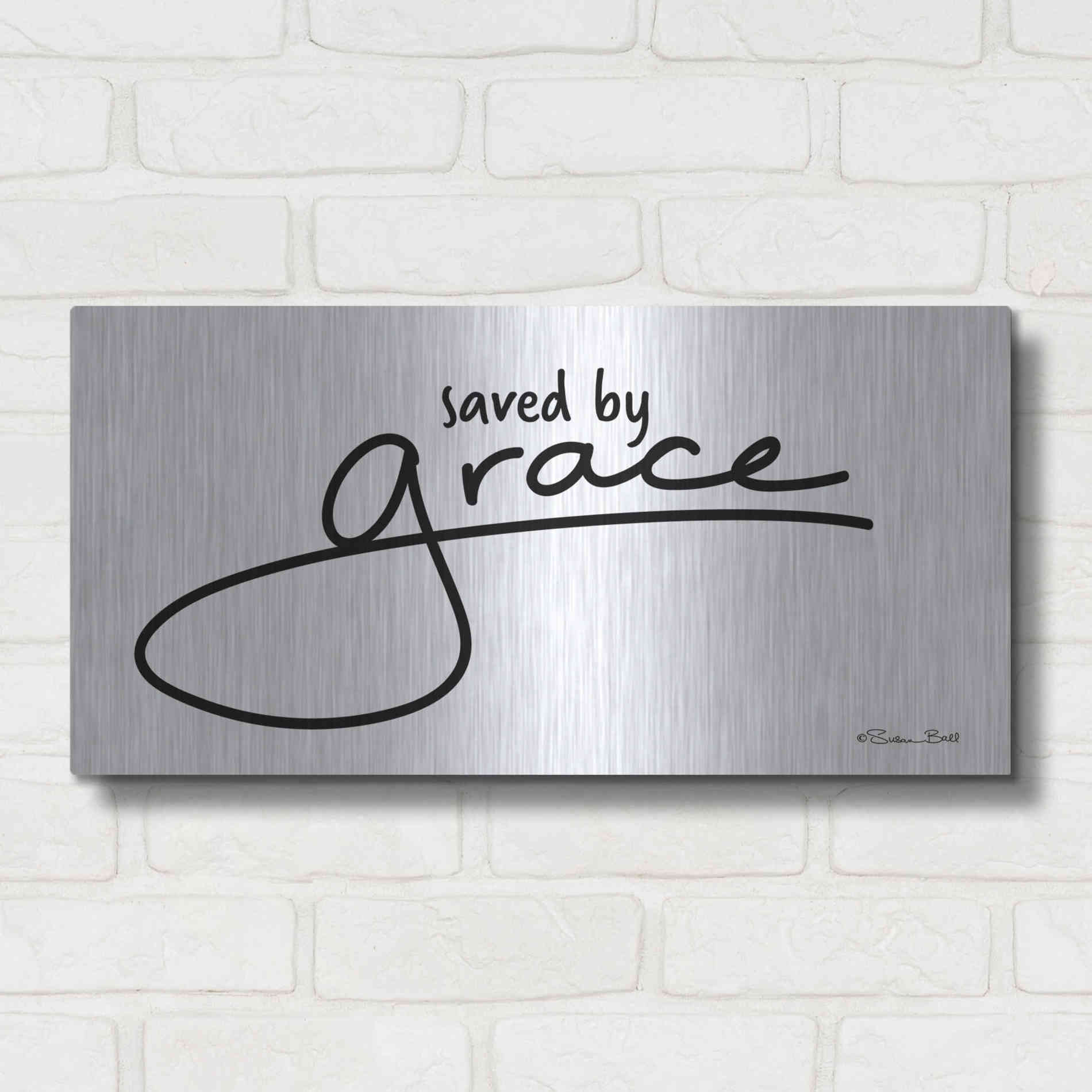 Luxe Metal Art 'Save' by Grace' by Susan Ball, Metal Wall Art,24x12