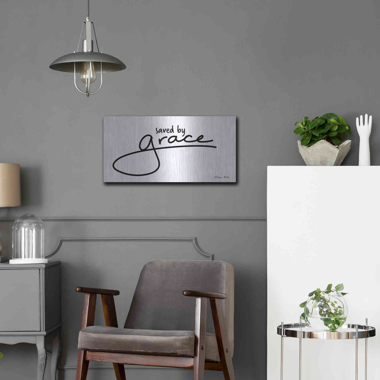 Luxe Metal Art 'Save' by Grace' by Susan Ball, Metal Wall Art,24x12