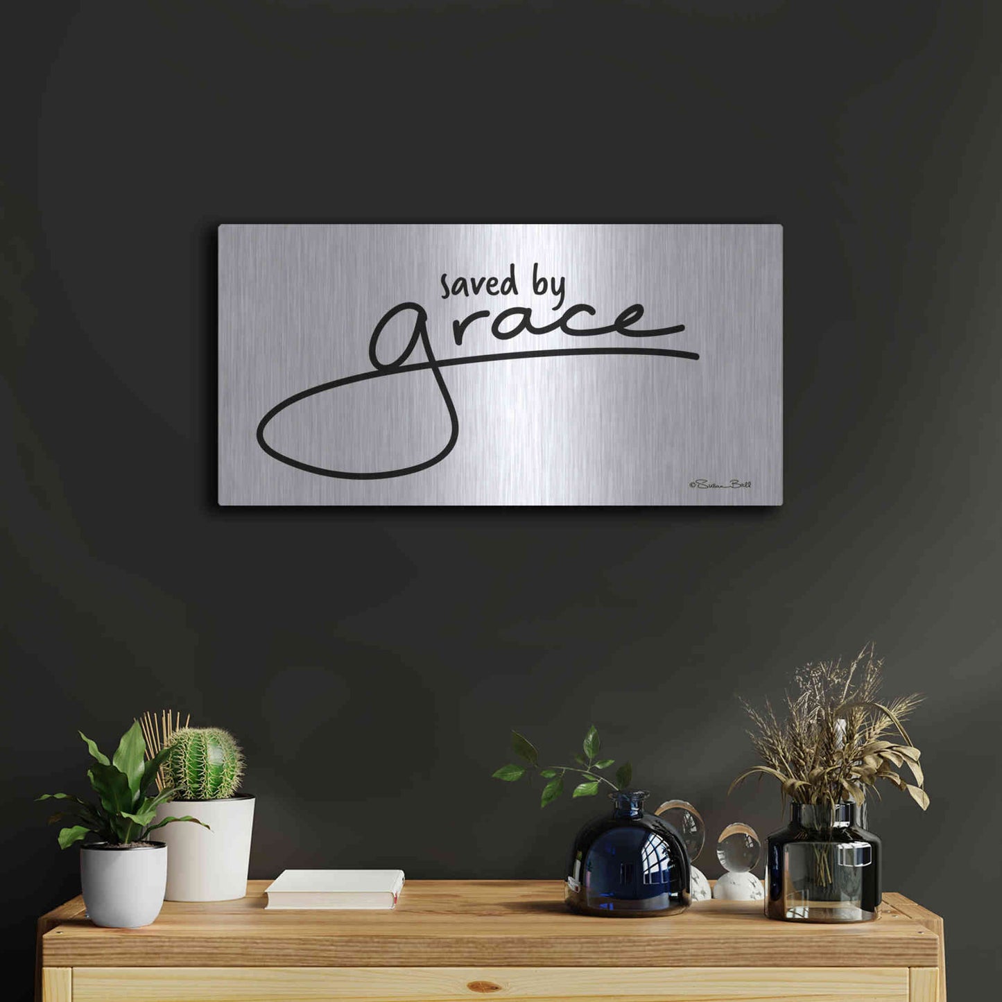 Luxe Metal Art 'Save' by Grace' by Susan Ball, Metal Wall Art,24x12