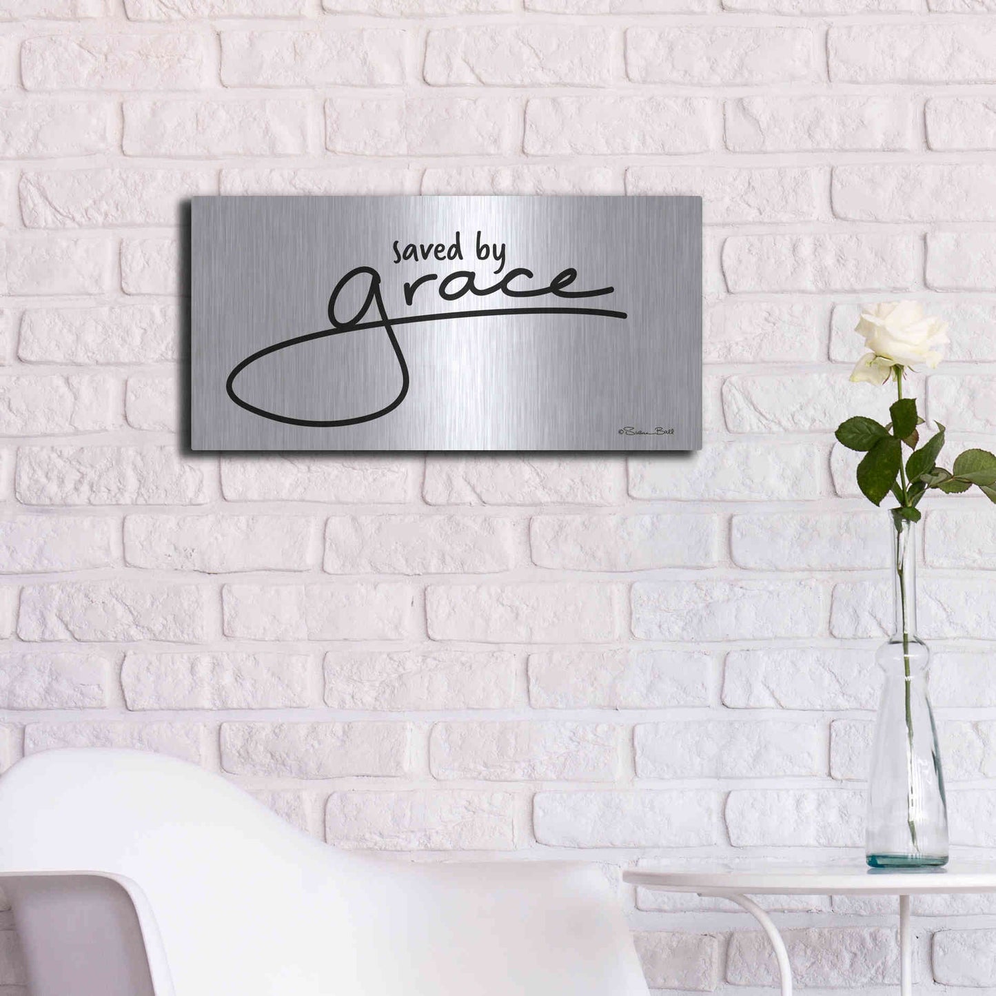 Luxe Metal Art 'Save' by Grace' by Susan Ball, Metal Wall Art,24x12