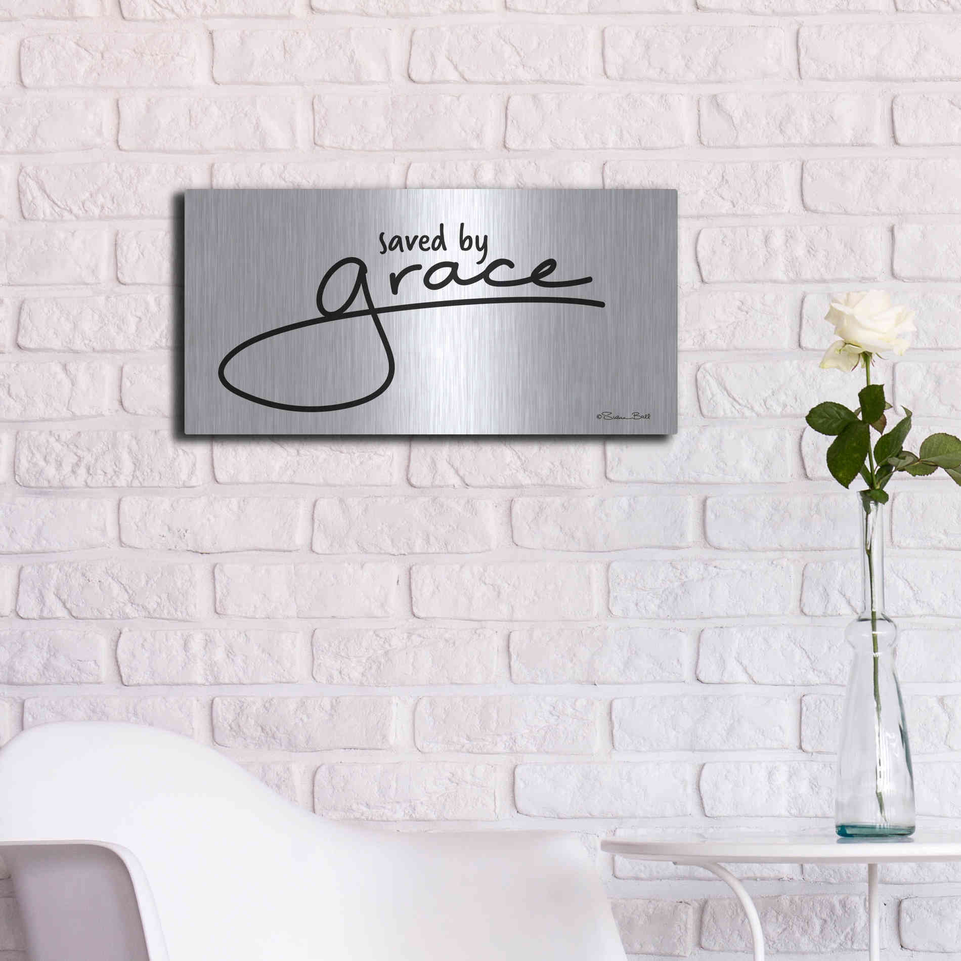 Luxe Metal Art 'Save' by Grace' by Susan Ball, Metal Wall Art,24x12