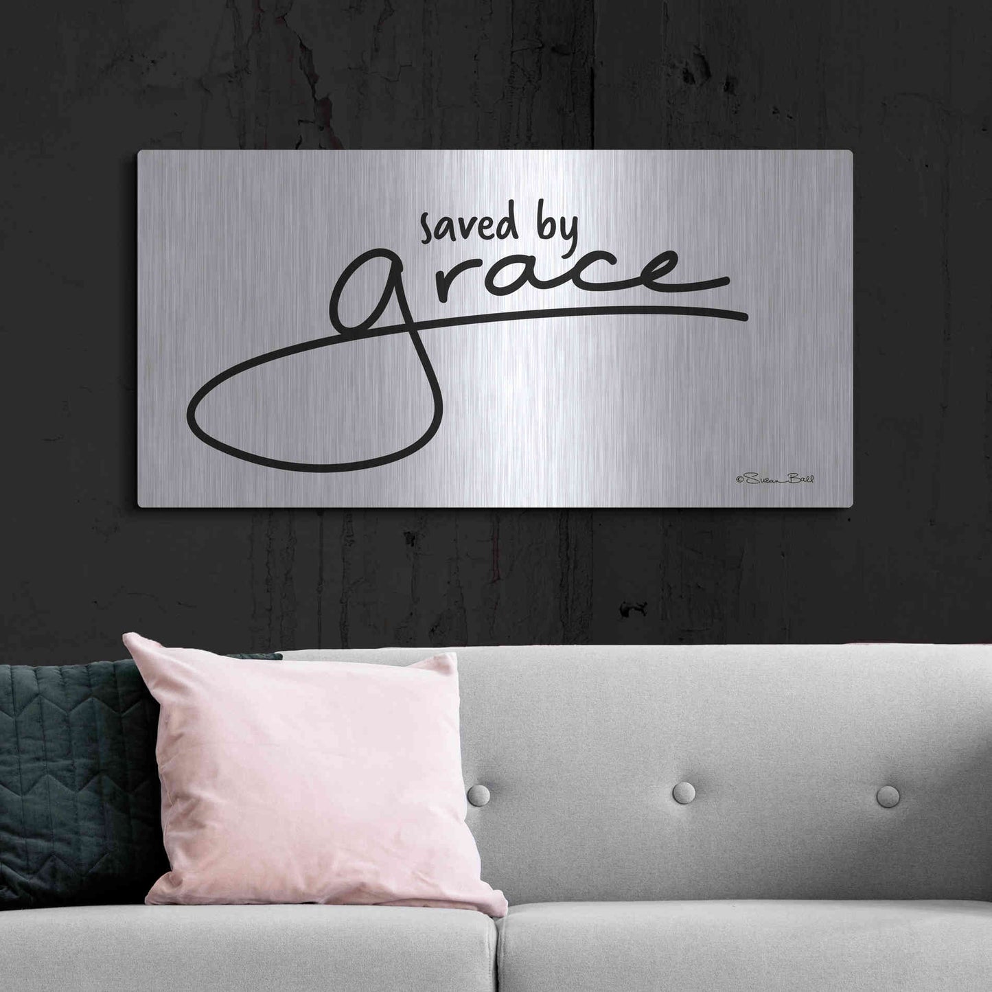 Luxe Metal Art 'Save' by Grace' by Susan Ball, Metal Wall Art,48x24