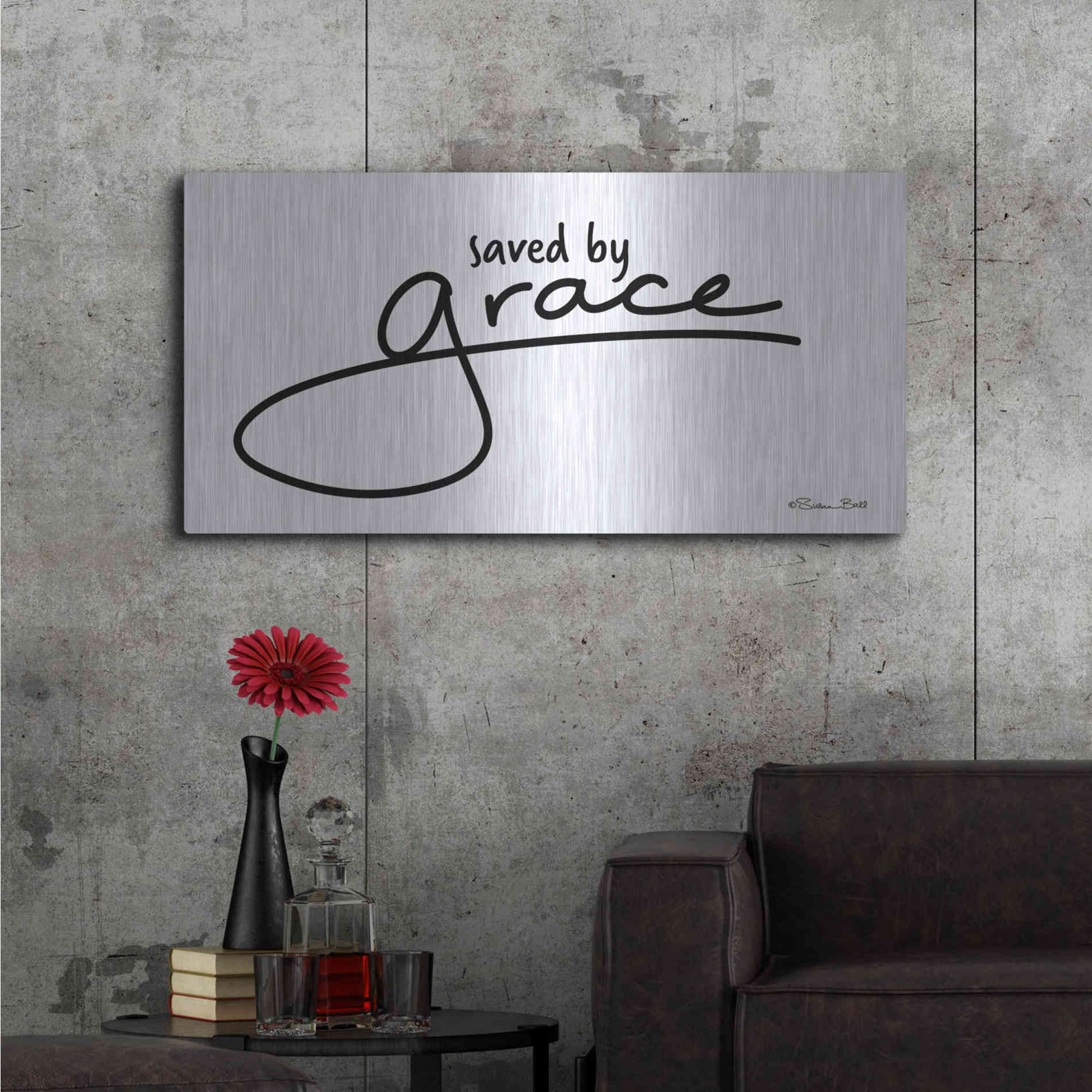 Luxe Metal Art 'Save' by Grace' by Susan Ball, Metal Wall Art,48x24