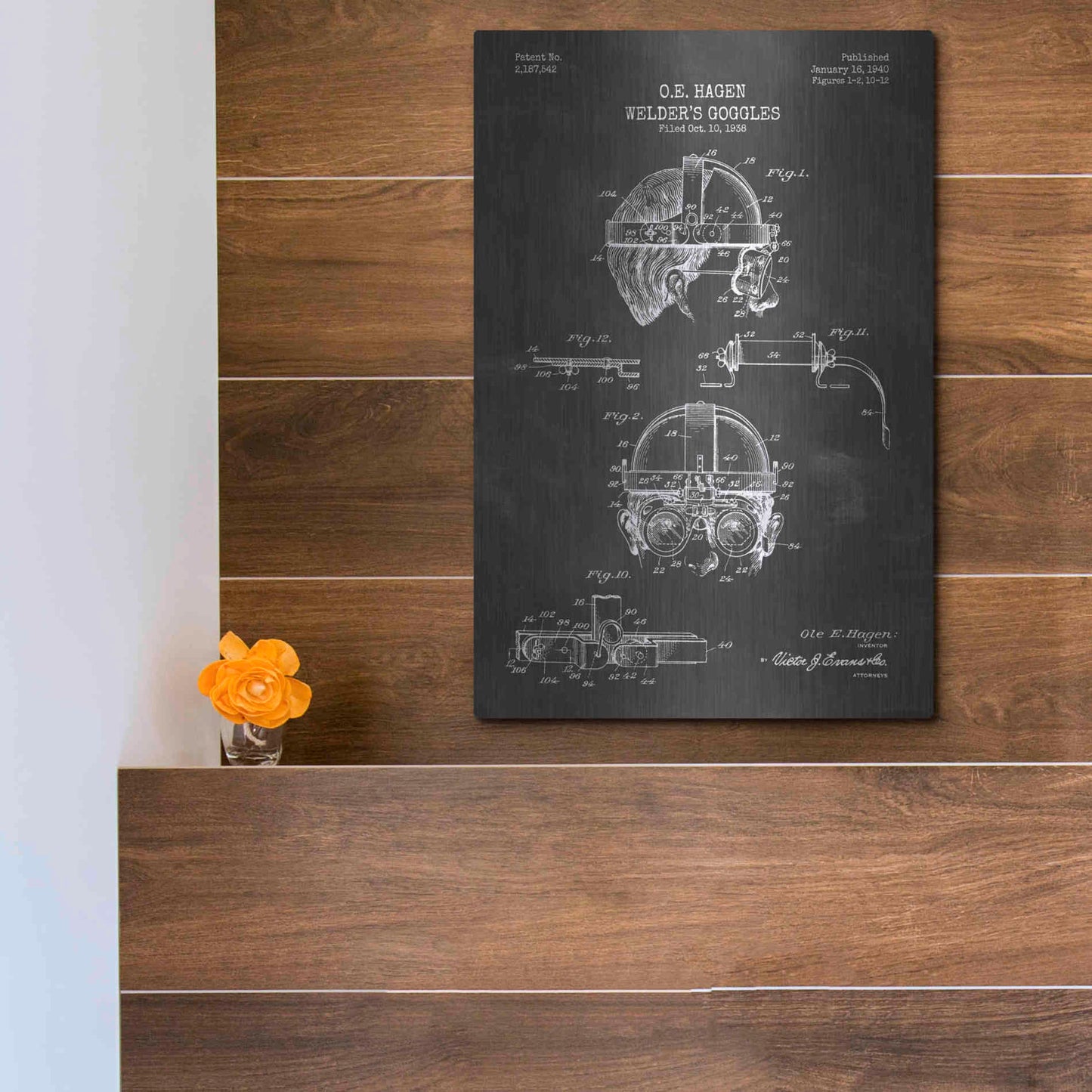 Luxe Metal Art 'Welding Goggles Blueprint Patent Chalkboard' Metal Wall Art,12x16