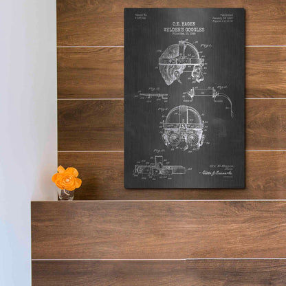 Luxe Metal Art 'Welding Goggles Blueprint Patent Chalkboard' Metal Wall Art,12x16