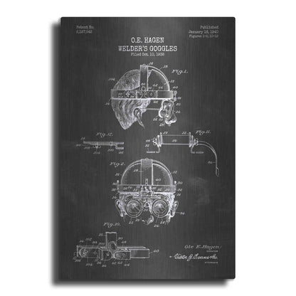 Luxe Metal Art 'Welding Goggles Blueprint Patent Chalkboard' Metal Wall Art
