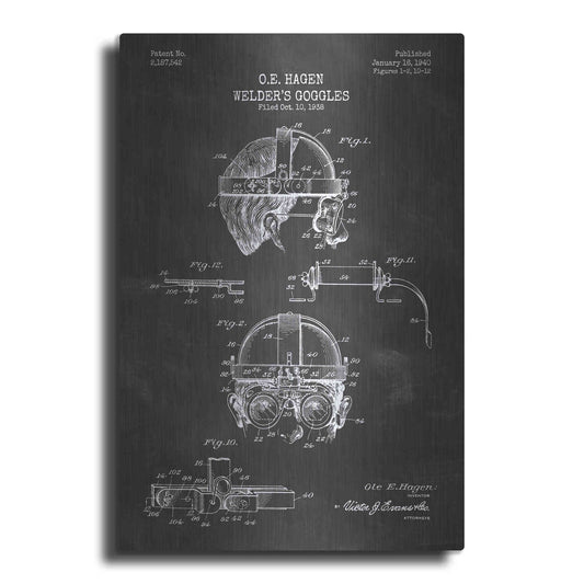 Luxe Metal Art 'Welding Goggles Blueprint Patent Chalkboard' Metal Wall Art