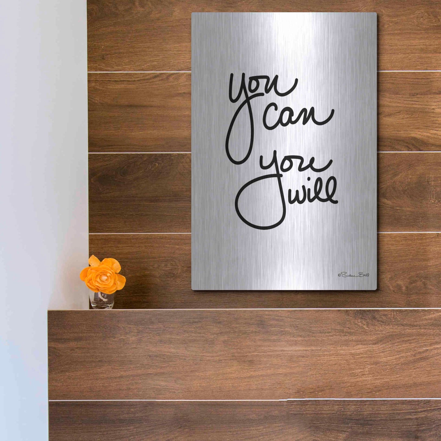 Luxe Metal Art 'You Can You Will' by Susan Ball, Metal Wall Art,12x16