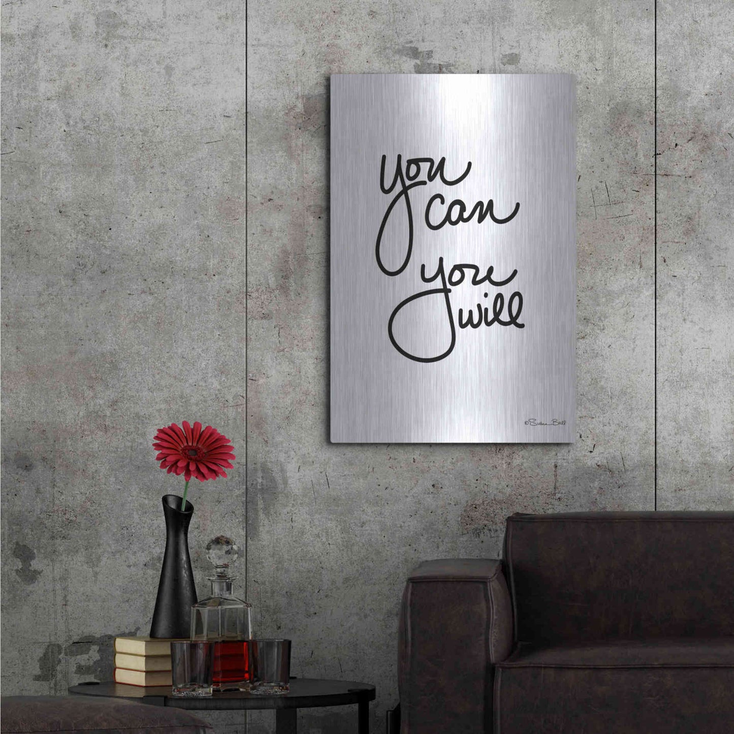 Luxe Metal Art 'You Can You Will' by Susan Ball, Metal Wall Art,24x36