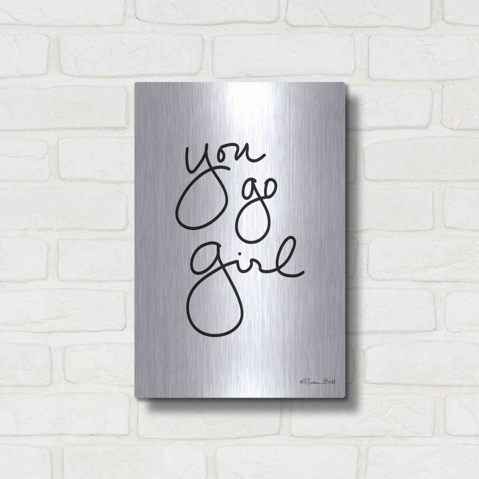 Luxe Metal Art 'You Go Girl' by Susan Ball, Metal Wall Art,12x16