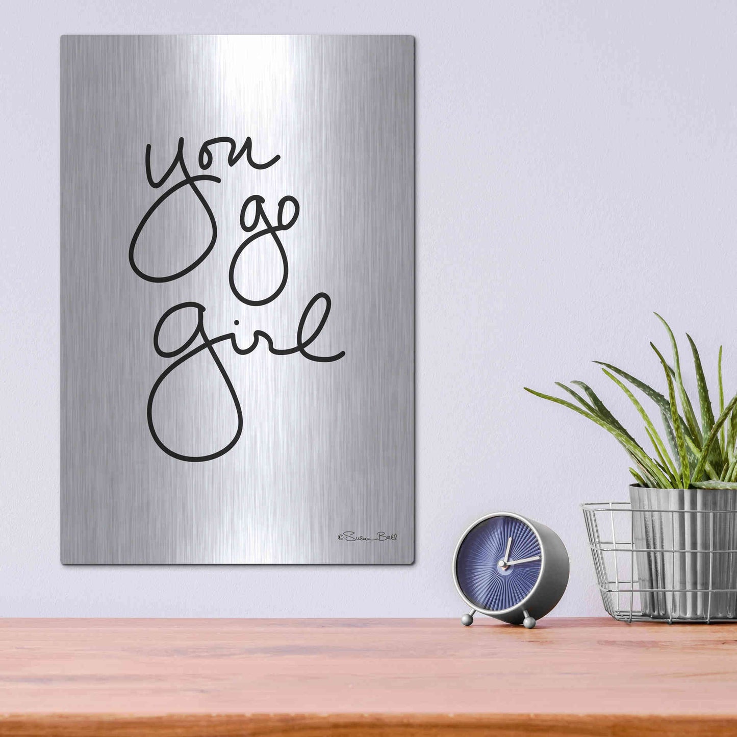 Luxe Metal Art 'You Go Girl' by Susan Ball, Metal Wall Art,12x16