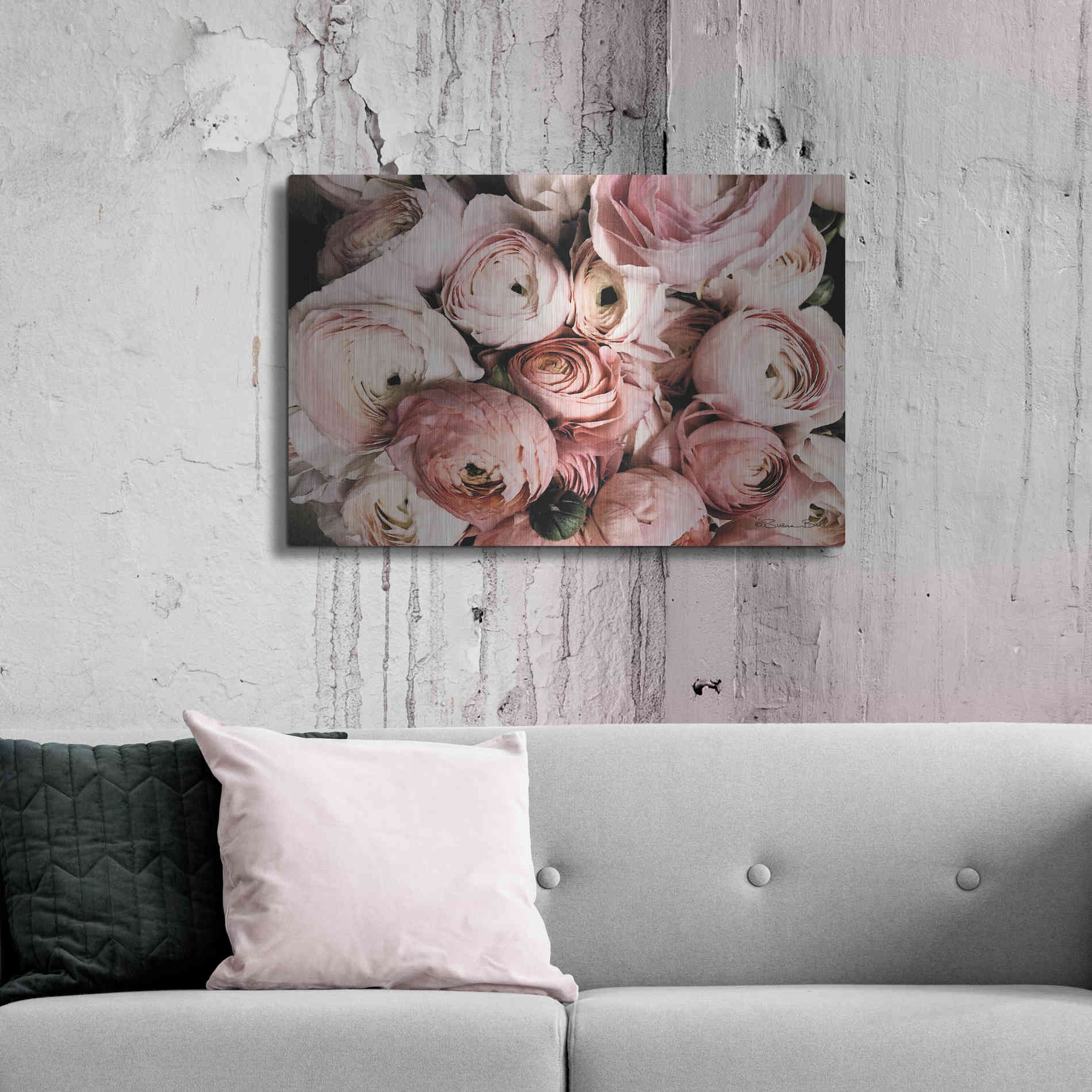 Luxe Metal Art 'Coral Ranunculus' by Susan Ball, Metal Wall Art,36x24