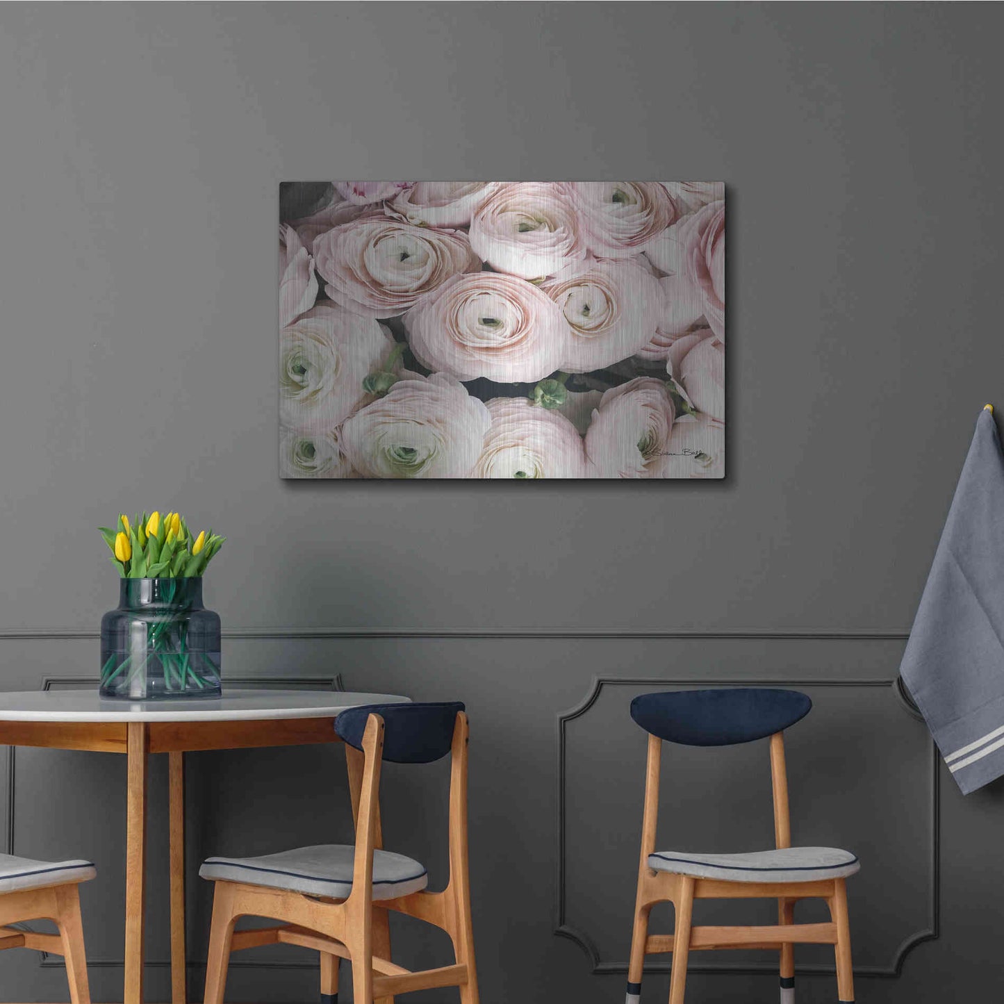 Luxe Metal Art 'Soft Pink Ranunculus' by Susan Ball, Metal Wall Art,36x24