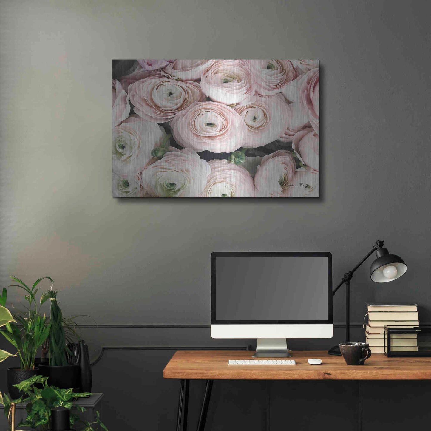 Luxe Metal Art 'Soft Pink Ranunculus' by Susan Ball, Metal Wall Art,36x24