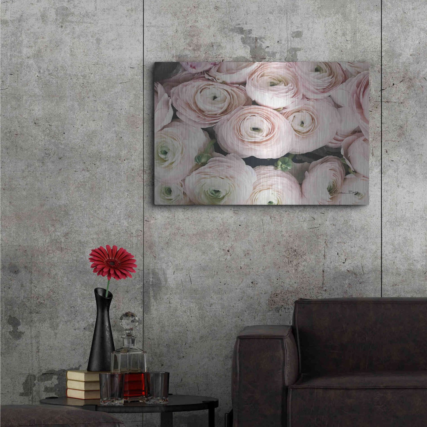 Luxe Metal Art 'Soft Pink Ranunculus' by Susan Ball, Metal Wall Art,36x24