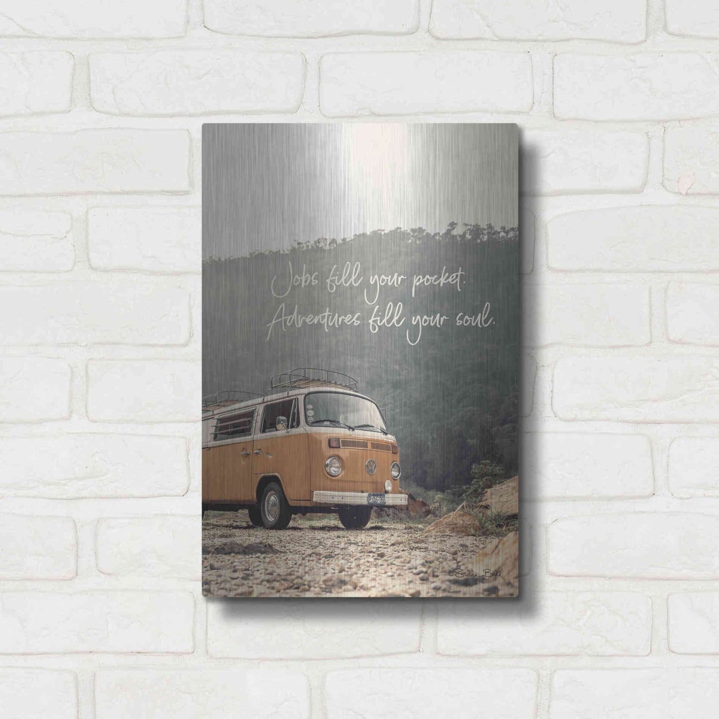 Luxe Metal Art 'Adventure Fills Your Soul' by Susan Ball, Metal Wall Art,12x16