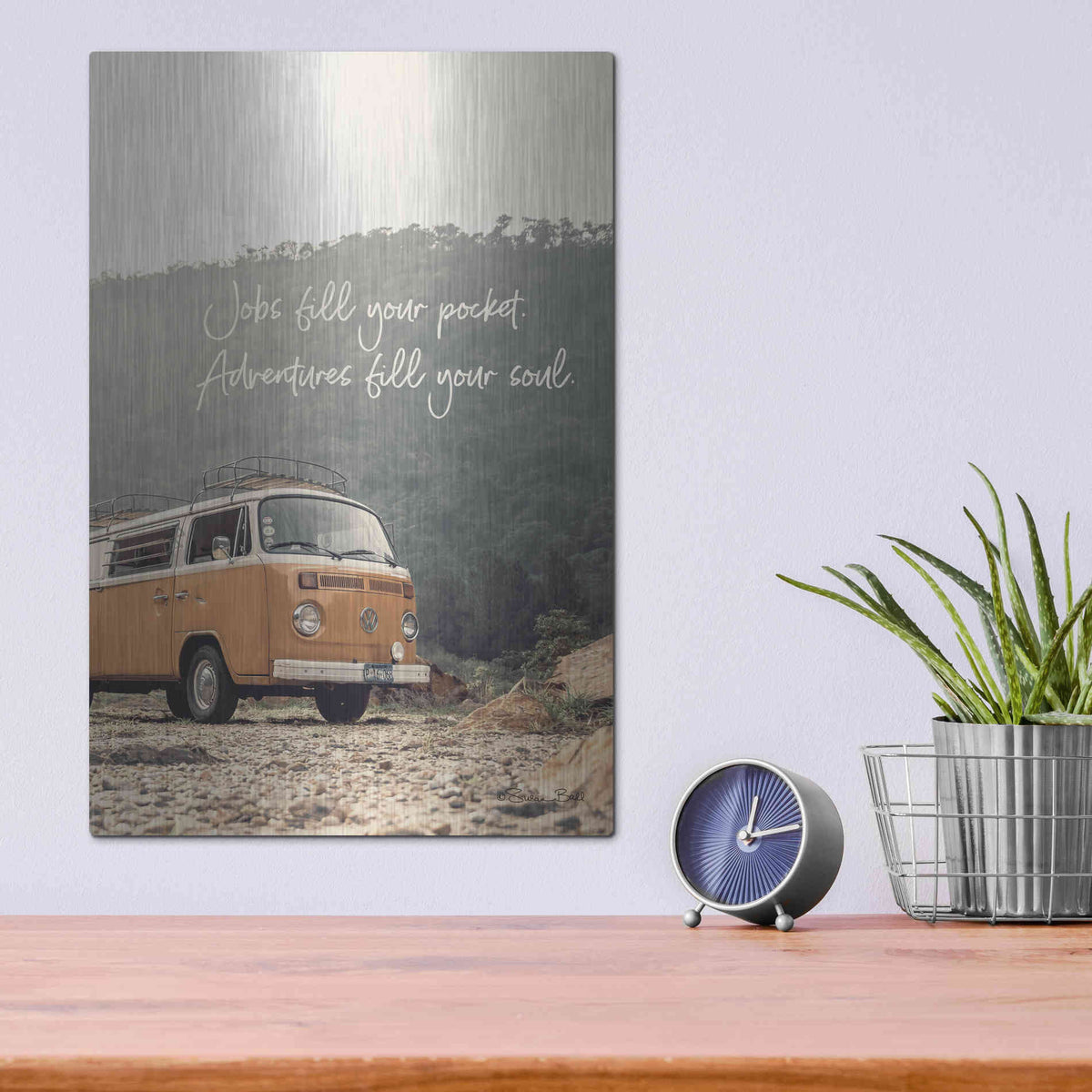 Luxe Metal Art 'Adventure Fills Your Soul' by Susan Ball, Metal Wall Art,12x16
