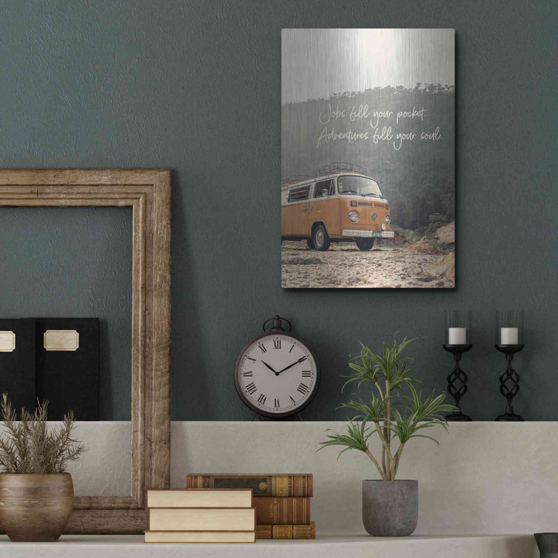 Luxe Metal Art 'Adventure Fills Your Soul' by Susan Ball, Metal Wall Art,12x16