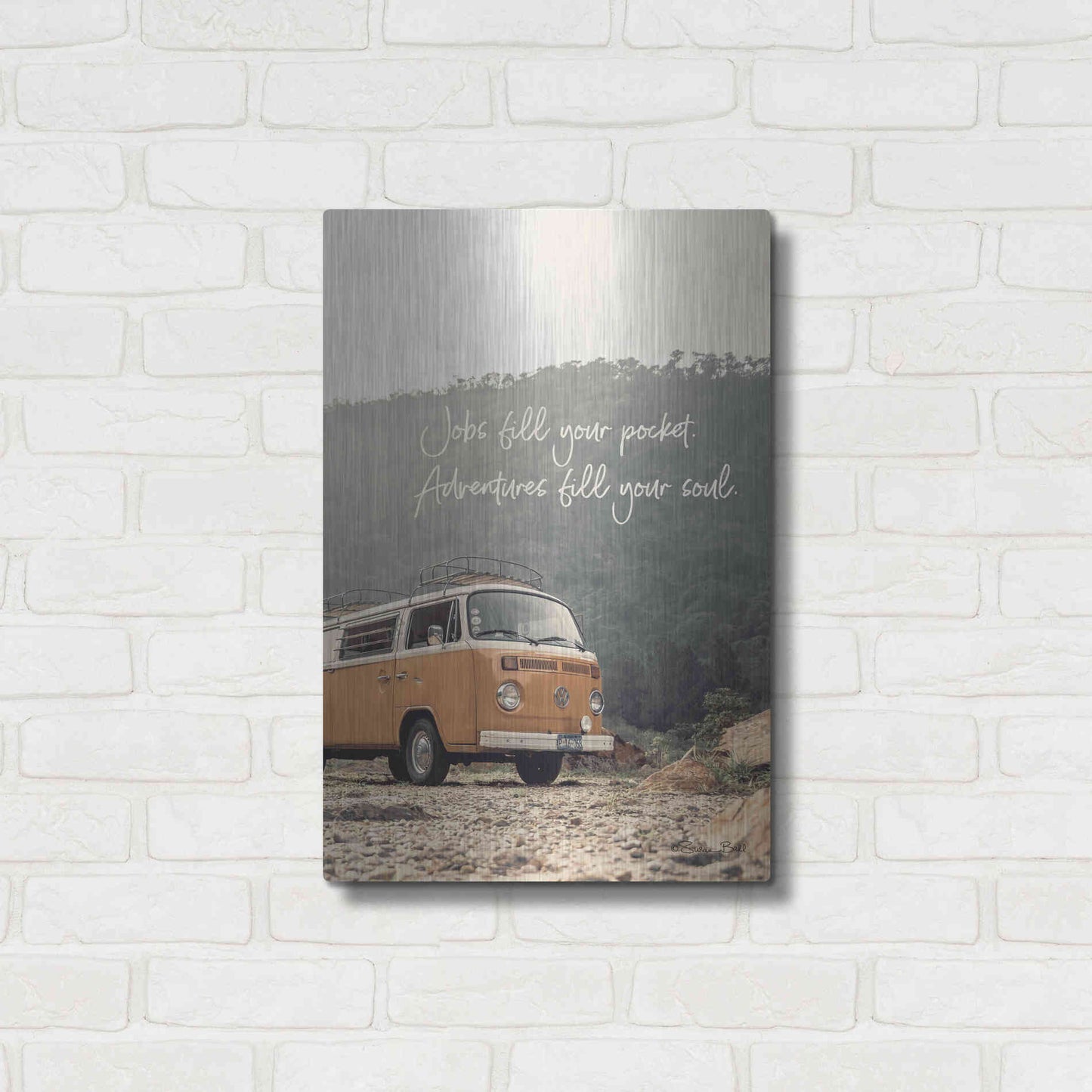 Luxe Metal Art 'Adventure Fills Your Soul' by Susan Ball, Metal Wall Art,16x24