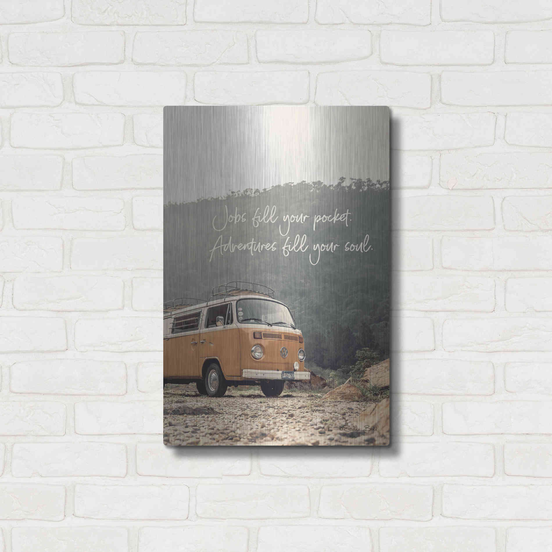 Luxe Metal Art 'Adventure Fills Your Soul' by Susan Ball, Metal Wall Art,16x24