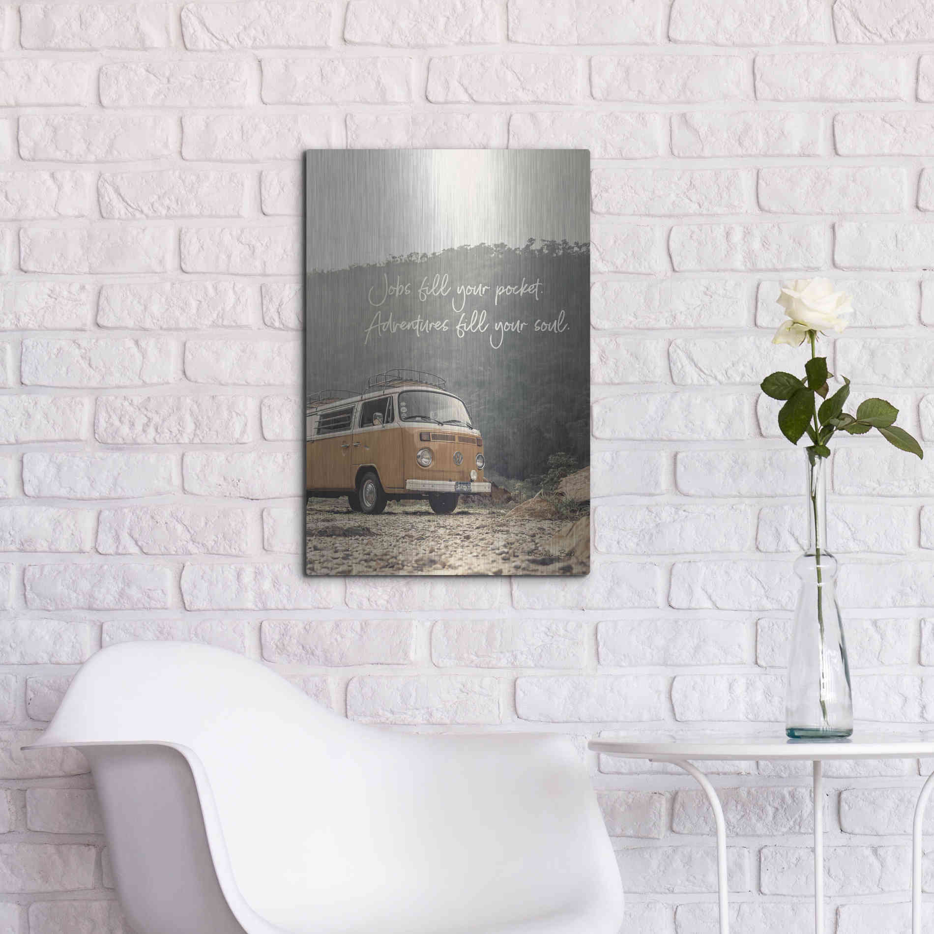 Luxe Metal Art 'Adventure Fills Your Soul' by Susan Ball, Metal Wall Art,16x24