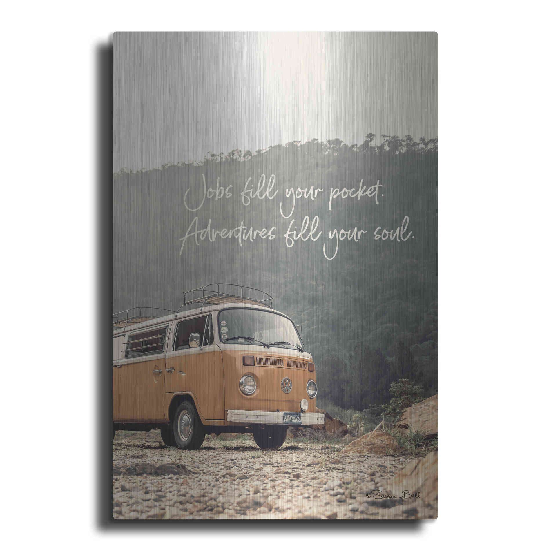 Luxe Metal Art 'Adventure Fills Your Soul' by Susan Ball, Metal Wall Art