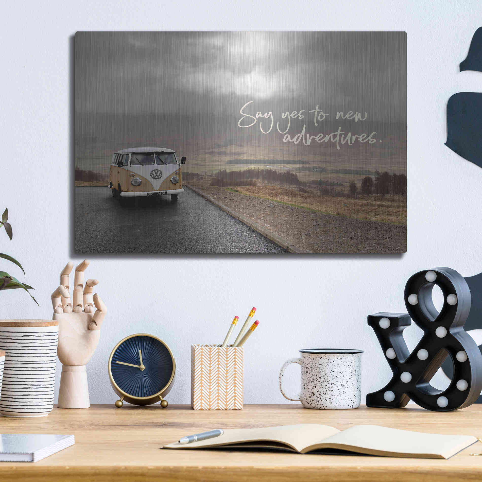 Luxe Metal Art 'Say Yes to New Adventure' by Susan Ball, Metal Wall Art,16x12