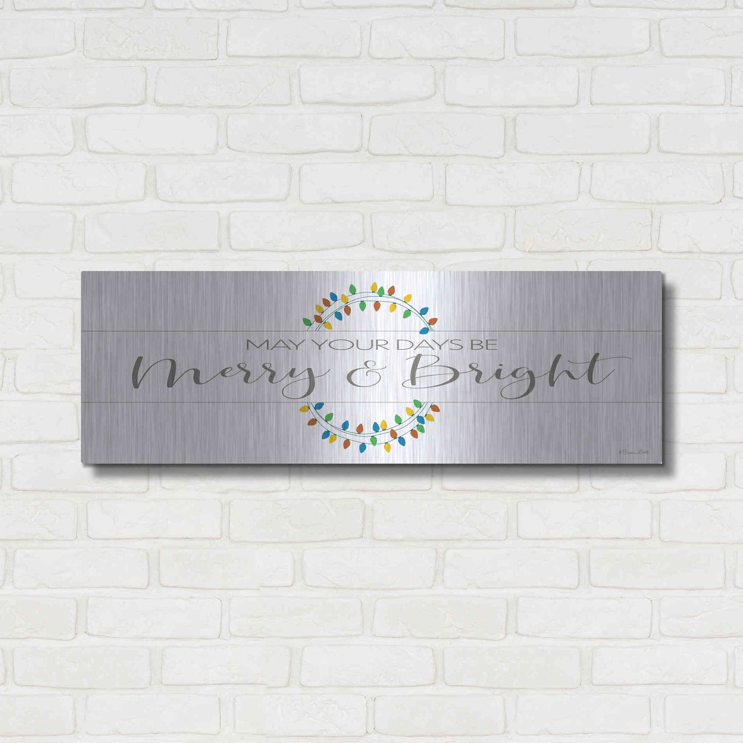 Luxe Metal Art 'Merry & Bright' by Susan Ball, Metal Wall Art,36x12