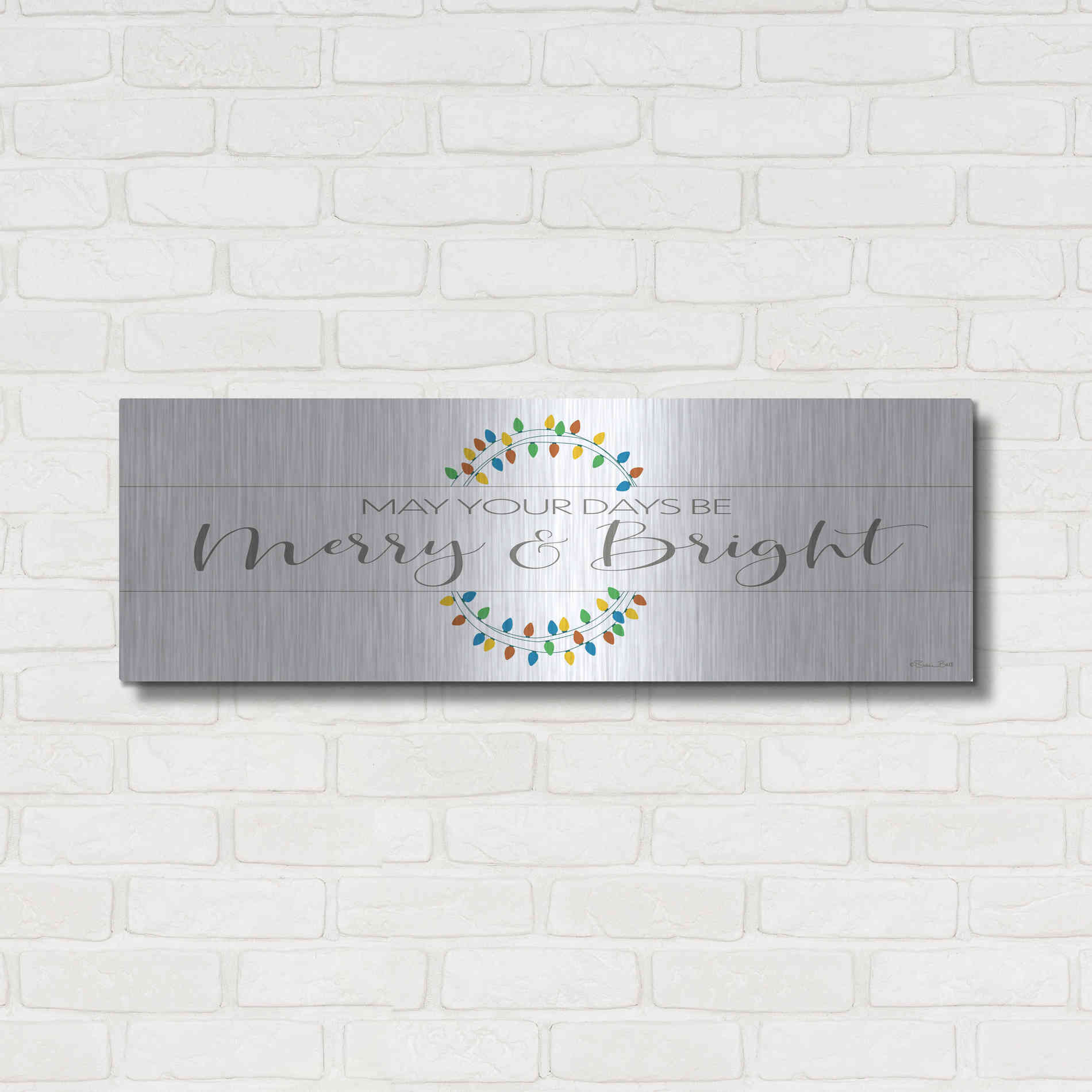 Luxe Metal Art 'Merry & Bright' by Susan Ball, Metal Wall Art,36x12