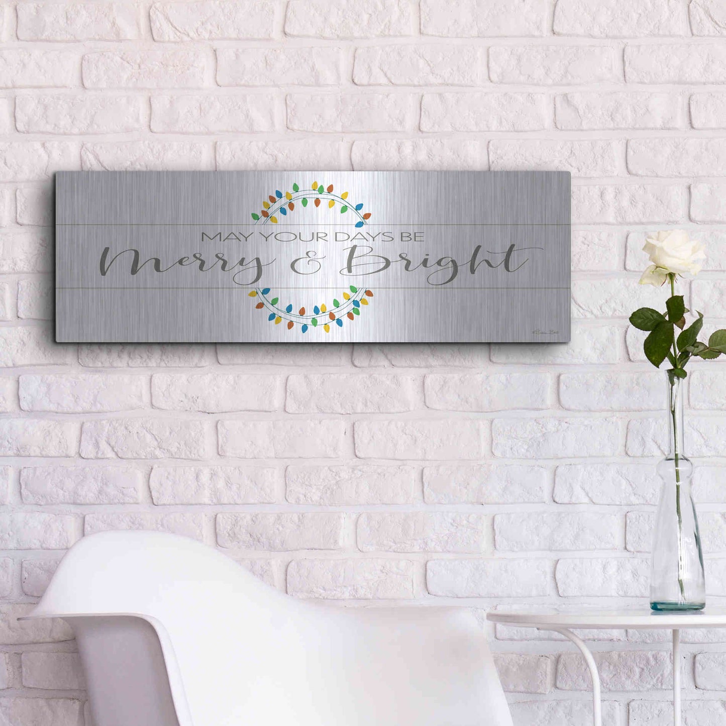 Luxe Metal Art 'Merry & Bright' by Susan Ball, Metal Wall Art,36x12