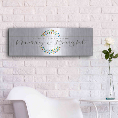 Luxe Metal Art 'Merry & Bright' by Susan Ball, Metal Wall Art,36x12