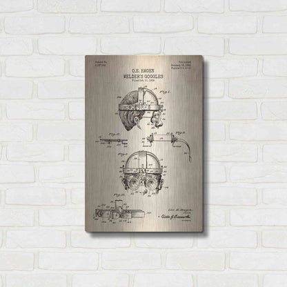 Luxe Metal Art 'Welding Goggles Blueprint Patent Parchment' Metal Wall Art,16x24