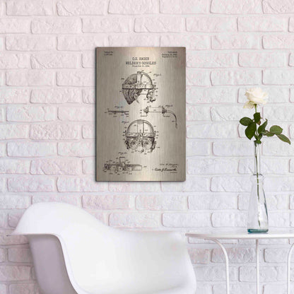 Luxe Metal Art 'Welding Goggles Blueprint Patent Parchment' Metal Wall Art,16x24