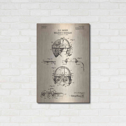 Luxe Metal Art 'Welding Goggles Blueprint Patent Parchment' Metal Wall Art,24x36