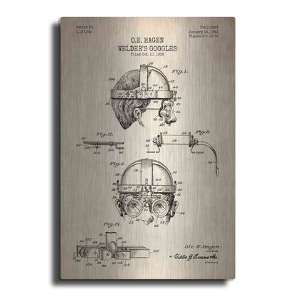 Luxe Metal Art 'Welding Goggles Blueprint Patent Parchment' Metal Wall Art