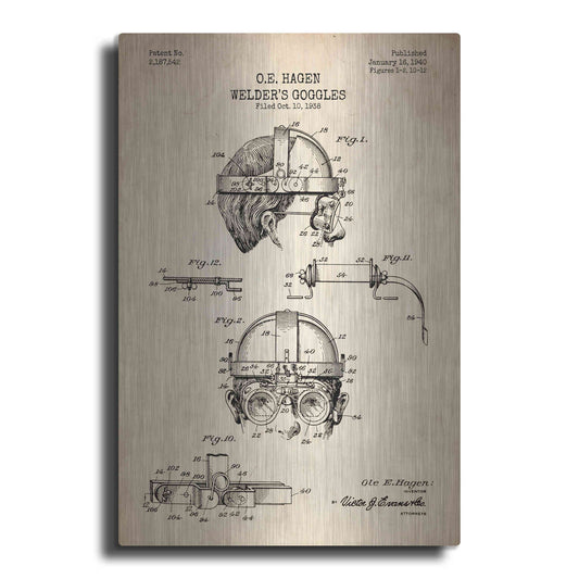 Luxe Metal Art 'Welding Goggles Blueprint Patent Parchment' Metal Wall Art