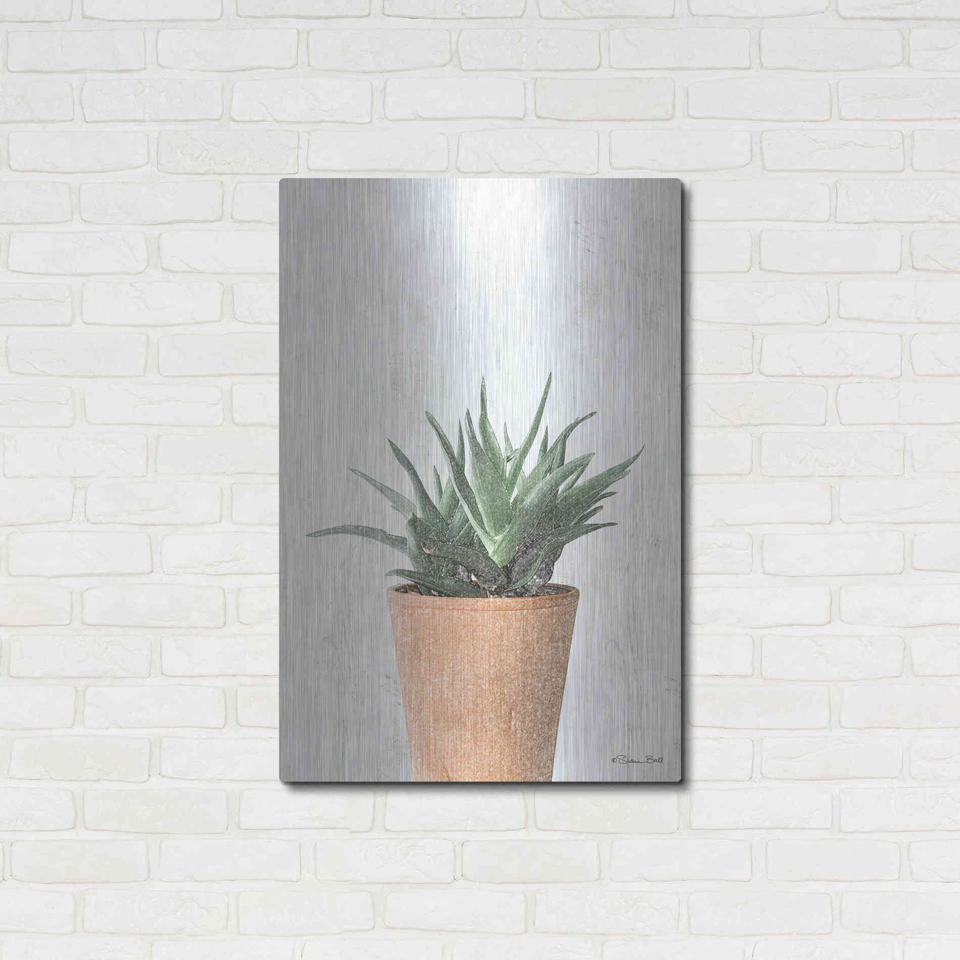 Luxe Metal Art 'Succulents I' by Susan Ball, Metal Wall Art,24x36