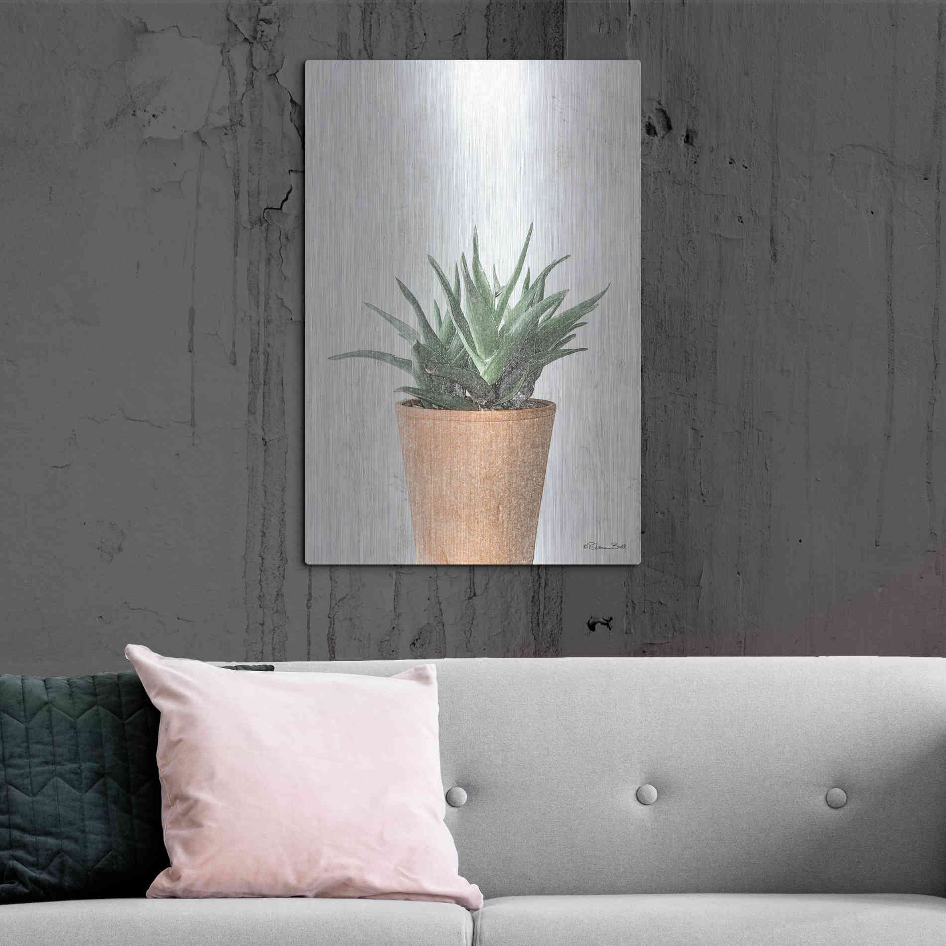 Luxe Metal Art 'Succulents I' by Susan Ball, Metal Wall Art,24x36