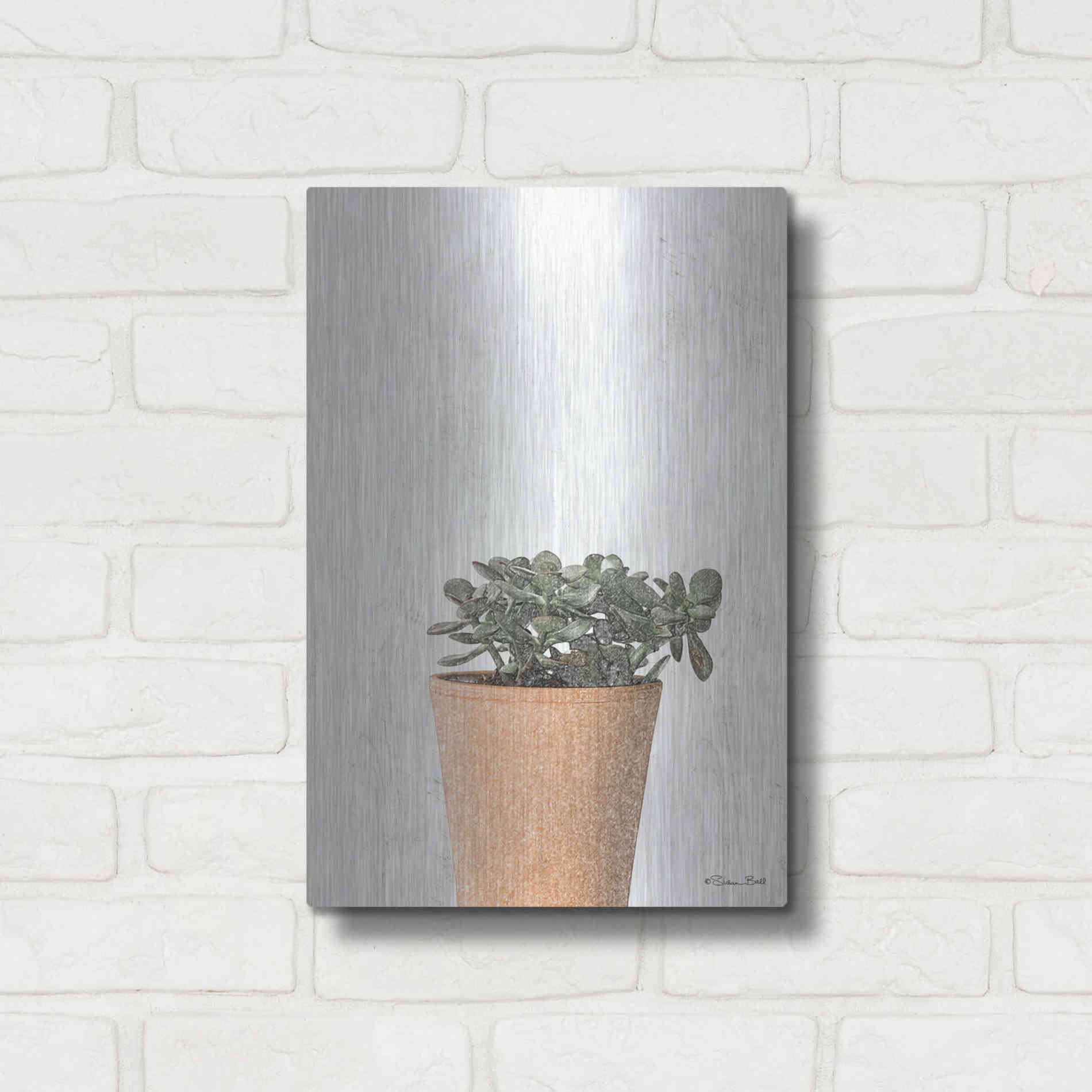Luxe Metal Art 'Succulents III' by Susan Ball, Metal Wall Art,12x16