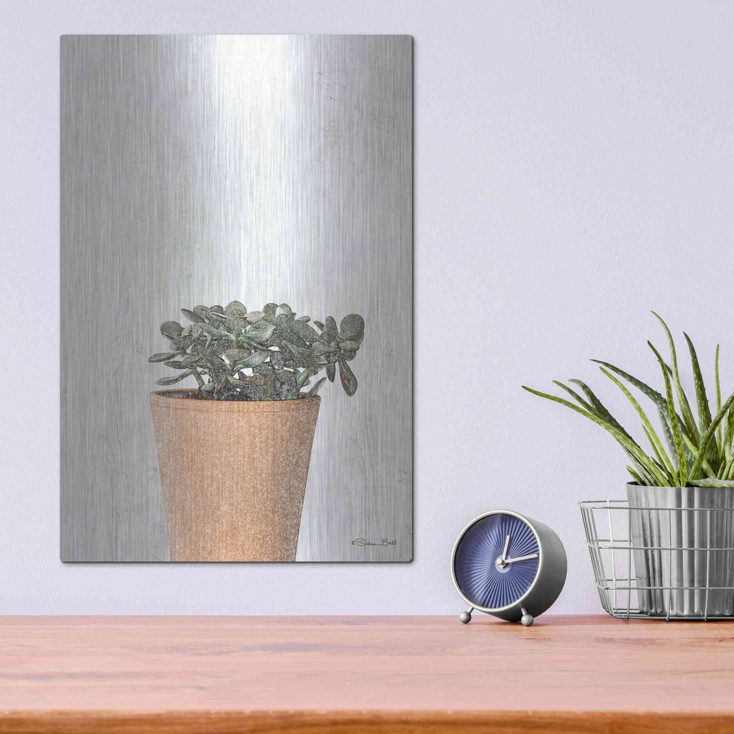Luxe Metal Art 'Succulents III' by Susan Ball, Metal Wall Art,12x16