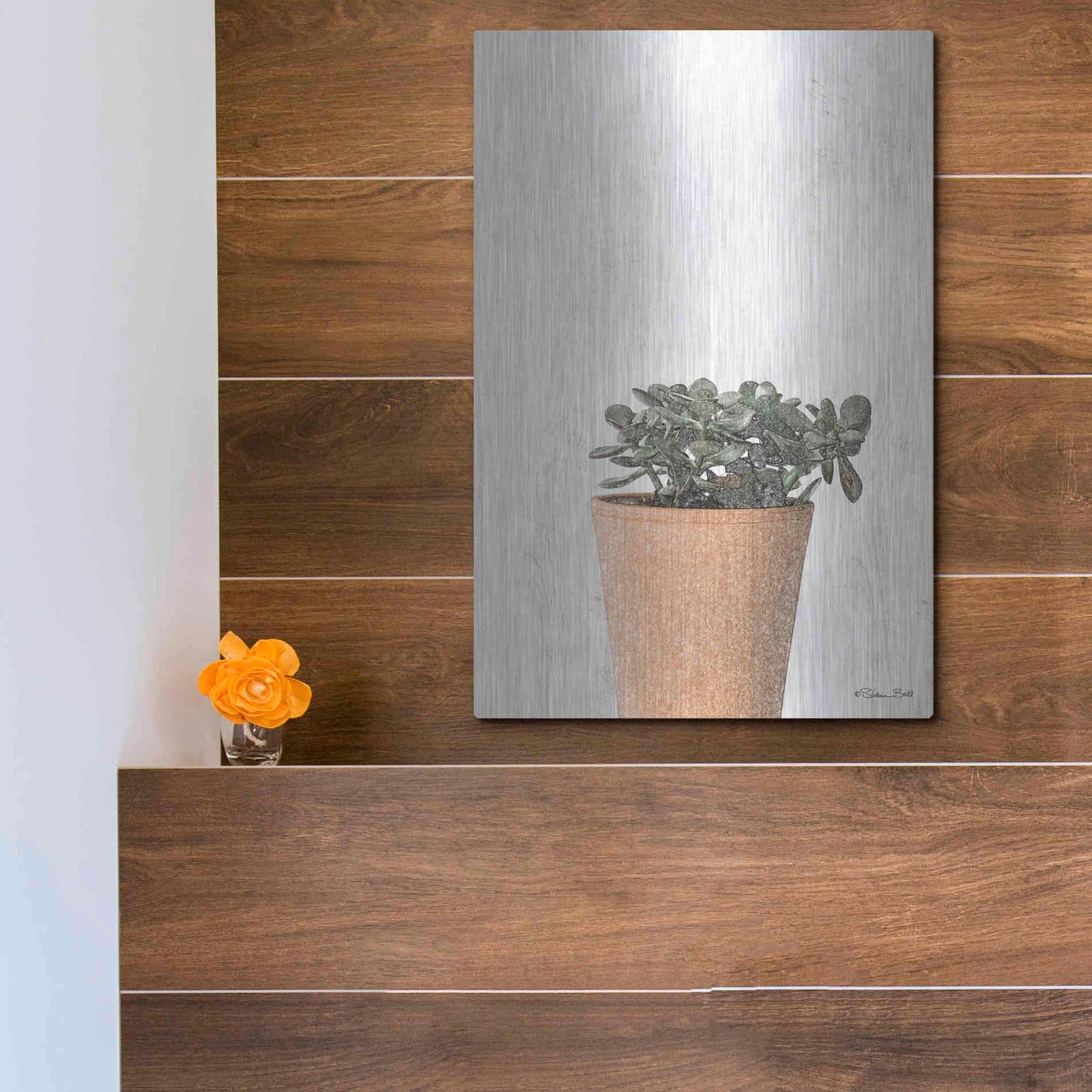 Luxe Metal Art 'Succulents III' by Susan Ball, Metal Wall Art,12x16