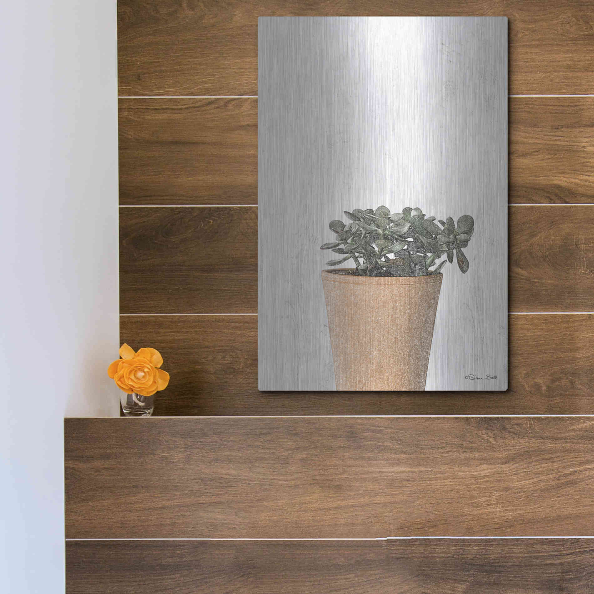 Luxe Metal Art 'Succulents III' by Susan Ball, Metal Wall Art,12x16
