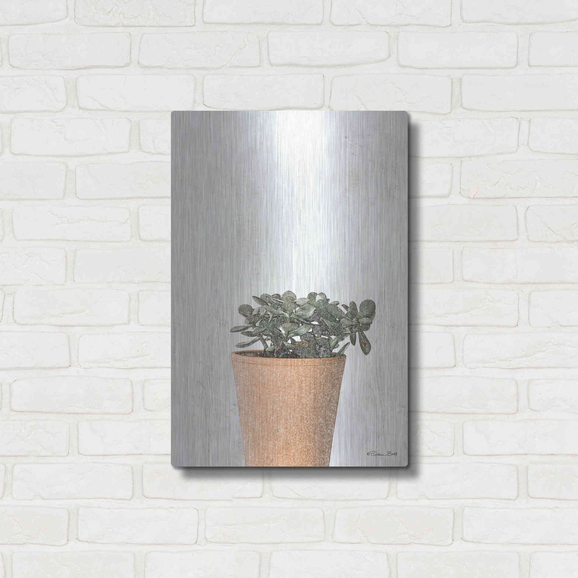 Luxe Metal Art 'Succulents III' by Susan Ball, Metal Wall Art,16x24