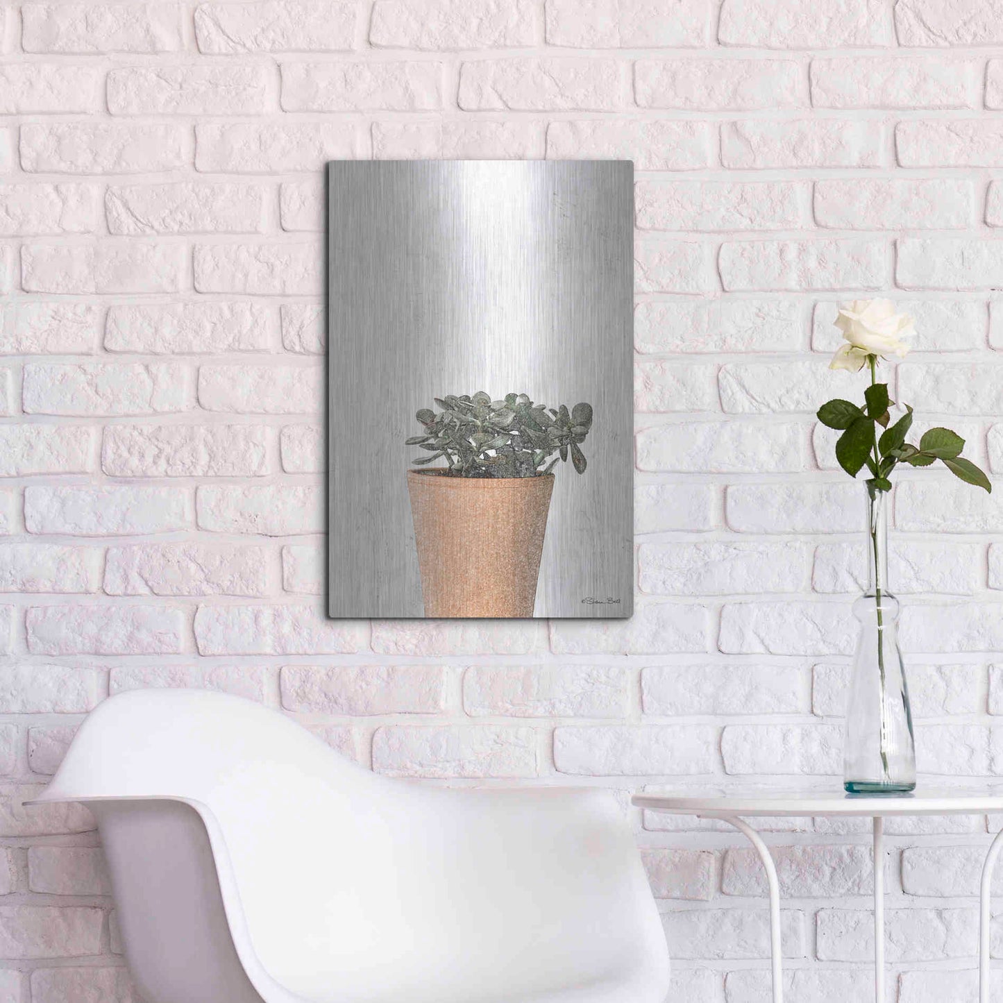 Luxe Metal Art 'Succulents III' by Susan Ball, Metal Wall Art,16x24