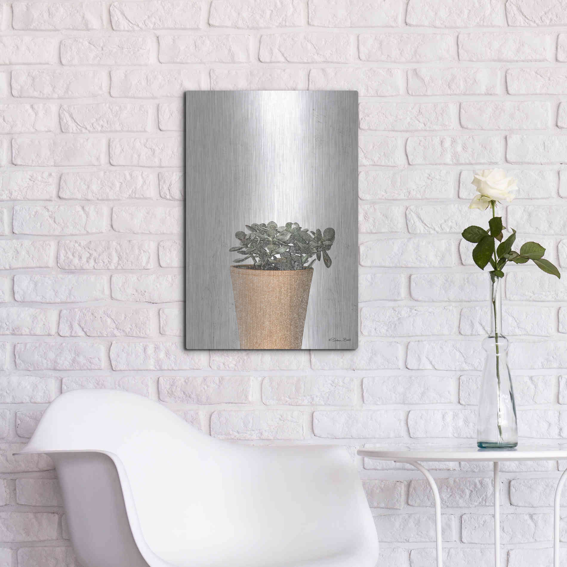Luxe Metal Art 'Succulents III' by Susan Ball, Metal Wall Art,16x24