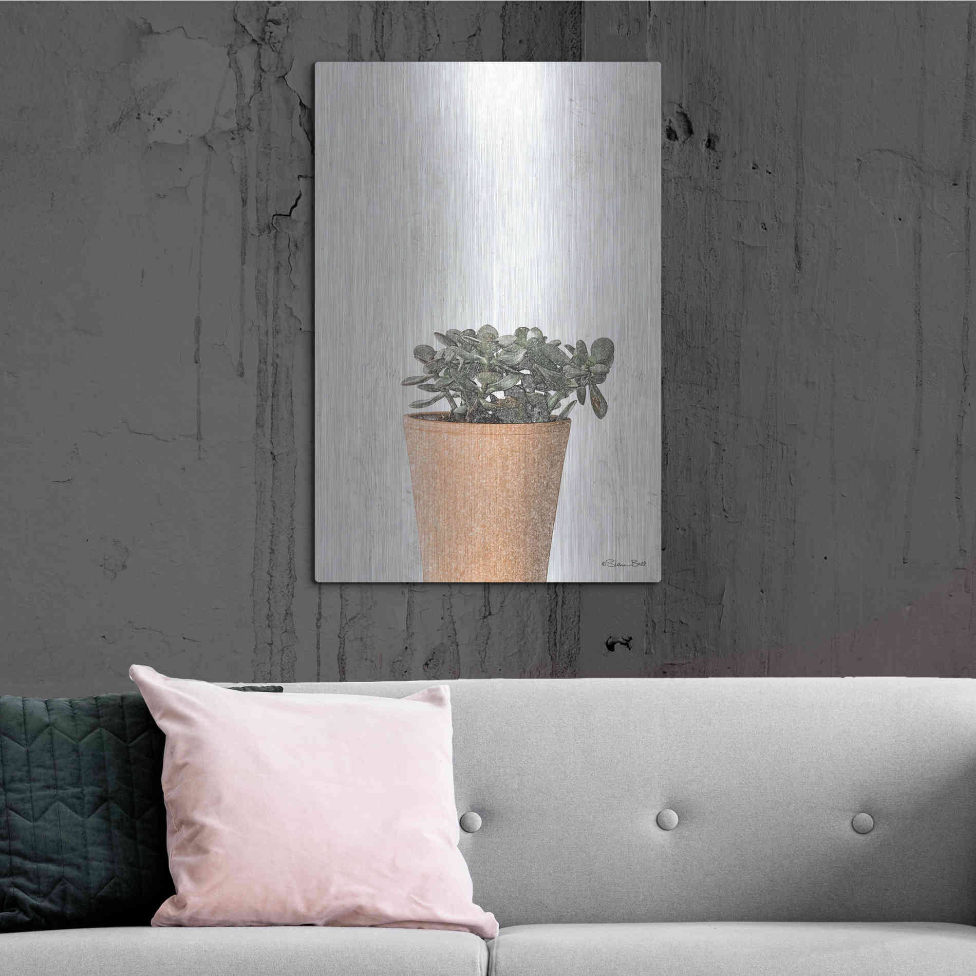 Luxe Metal Art 'Succulents III' by Susan Ball, Metal Wall Art,24x36