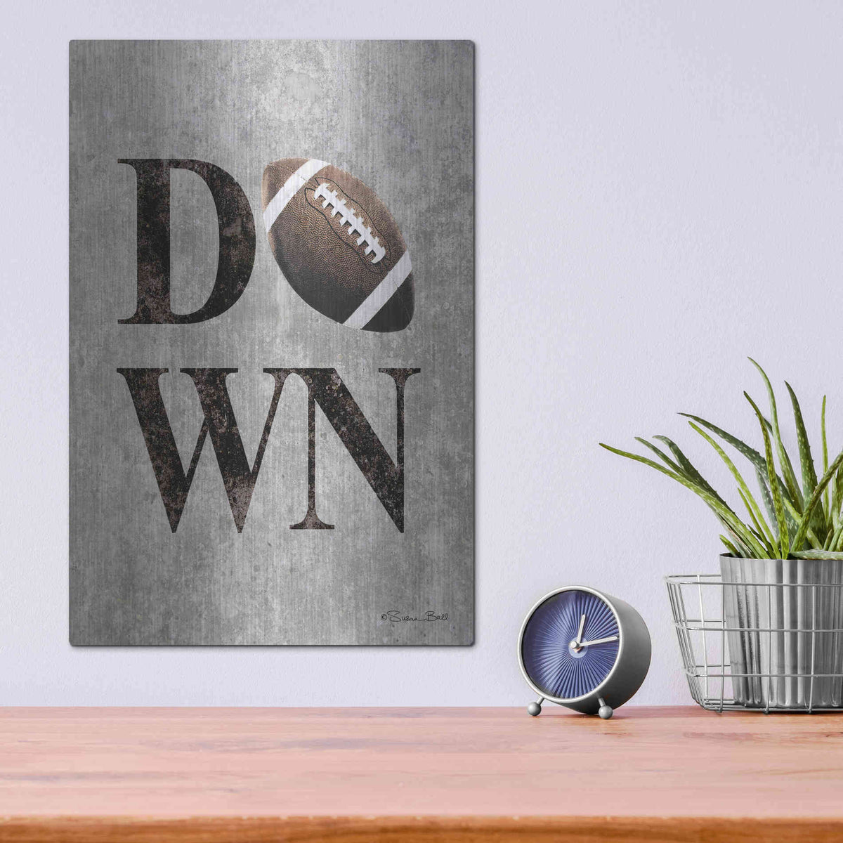 Luxe Metal Art 'Football DOWN' by Susan Ball, Metal Wall Art,12x16